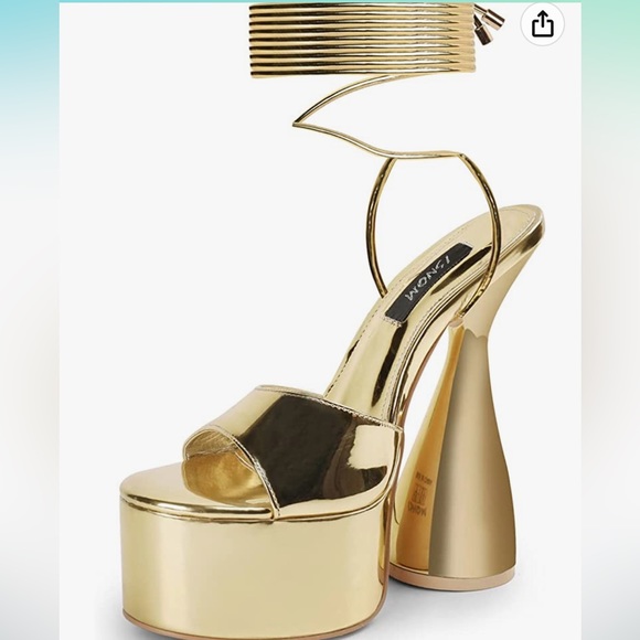 chunky gold platform heels